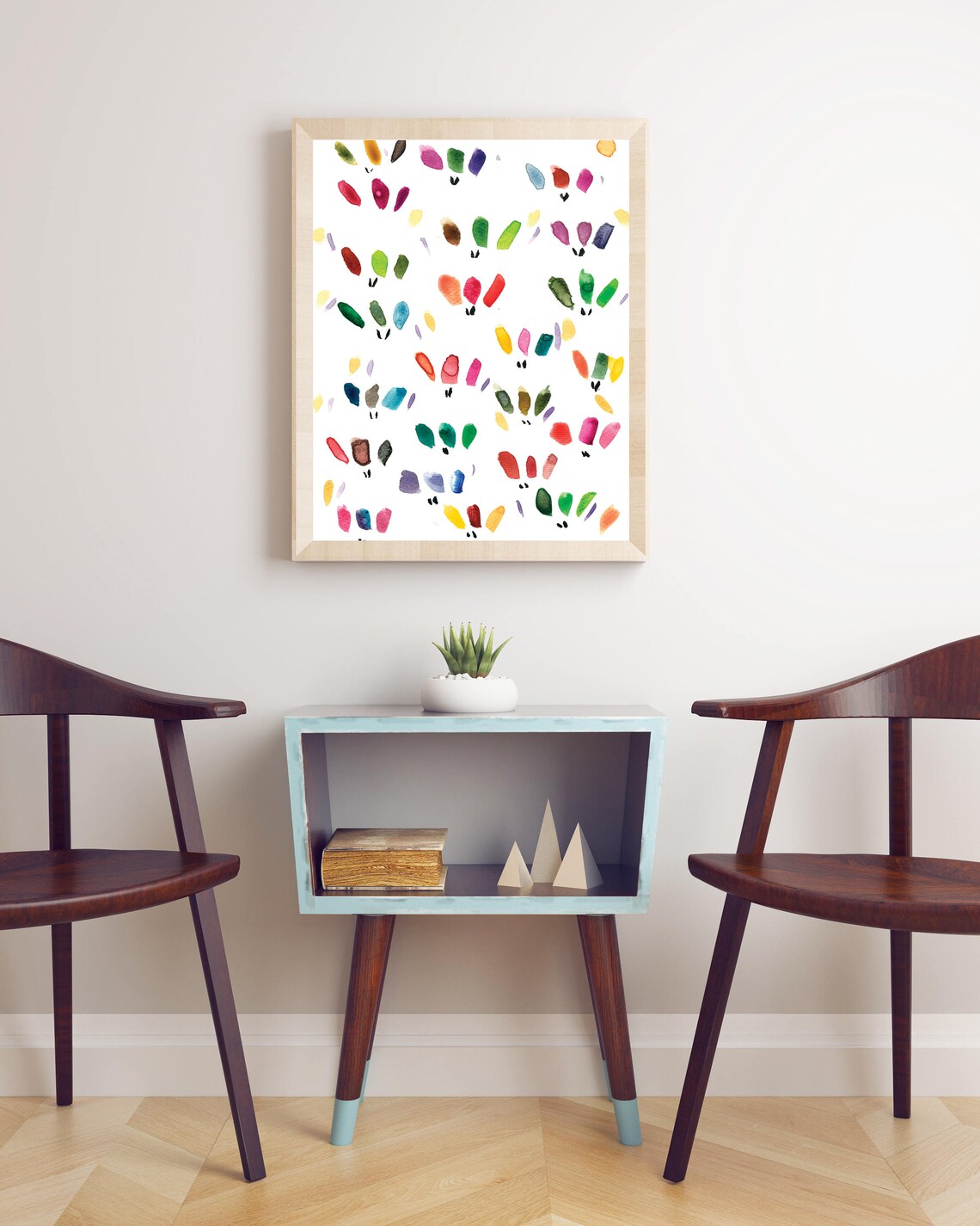 Colorful Nursery Poster Playful Rainbow Leaf Prints Watercolor Kids Art - Image 2