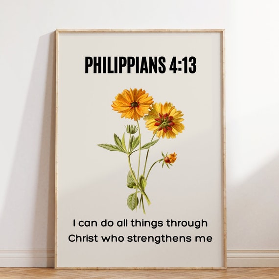 Retro Christian Wall Art Philippians Scripture Faith Print Christian Poster Bible Verse Wall Decor Christian Gift