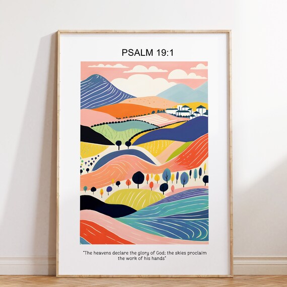 Psalm 19:1 The Heavens Declare Colorful Abstract Hills Poster
