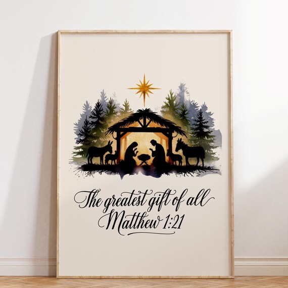 The Greatest Gift of All Nativity Matthew 1:21 Christmas Poster