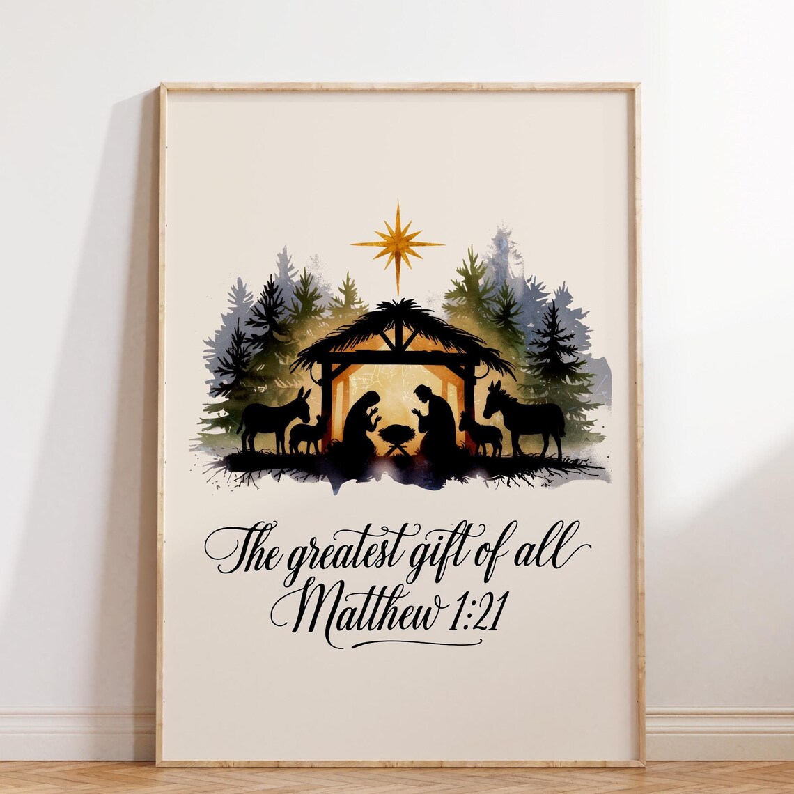 The Greatest Gift of All Nativity Matthew 1:21 Christmas Poster