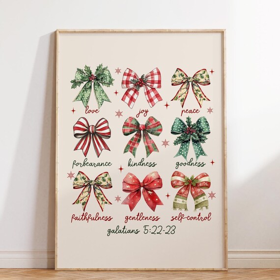 Fruit Of The Spirit Christmas Bow Grid Galatians Holiday Poster