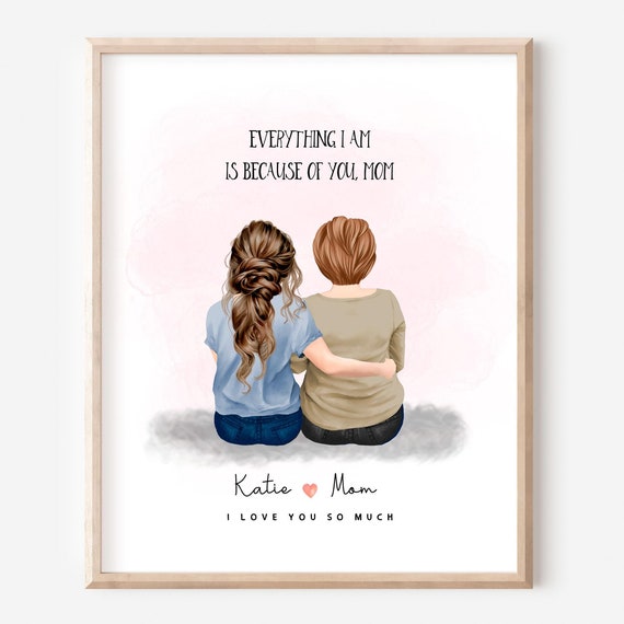 Personalised Mother And Daughter Print Mothers Day Gift For Mum From Daughter Birthday Gift For Mum Granny Auntie Print
