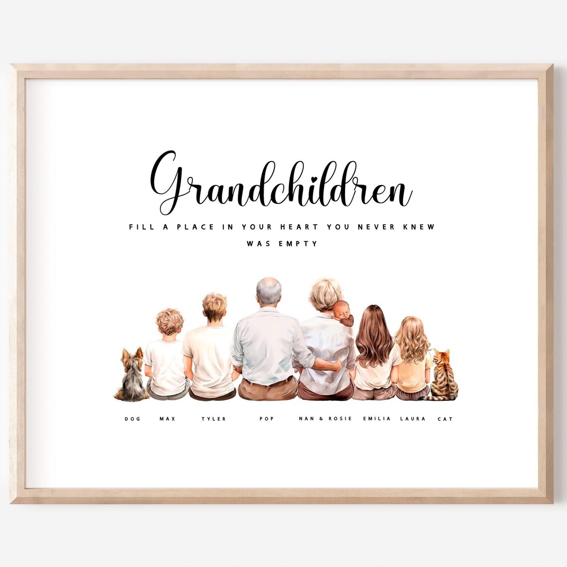 Grandparents Portrait Personalised Christmas Family Print Gift For Grandma For Grandad Nanny Gift Gift From Grandchildren