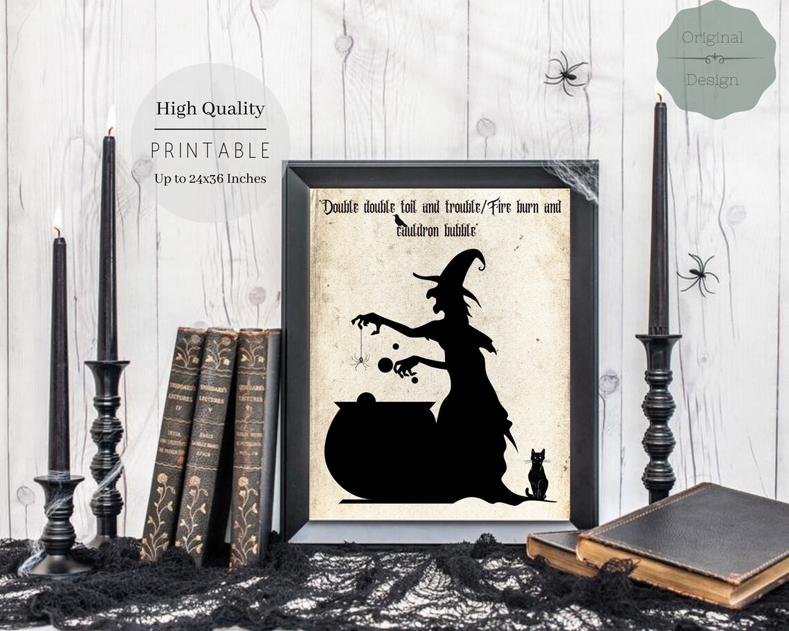 Happy Halloween Book Page, Witch Decor Art Print - Image 5