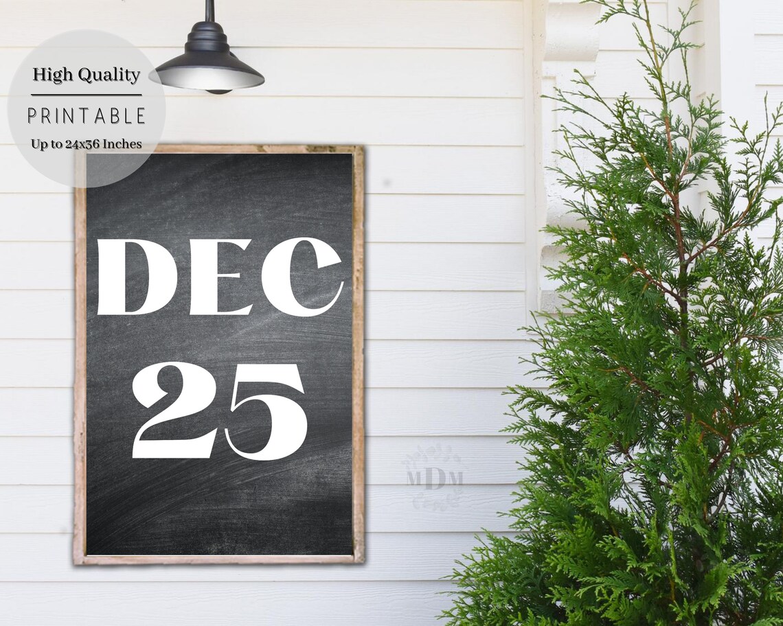 Dec 25 Christmas Chalkboard Sign Farmhouse Holiday Wall Art Poster - Image 5