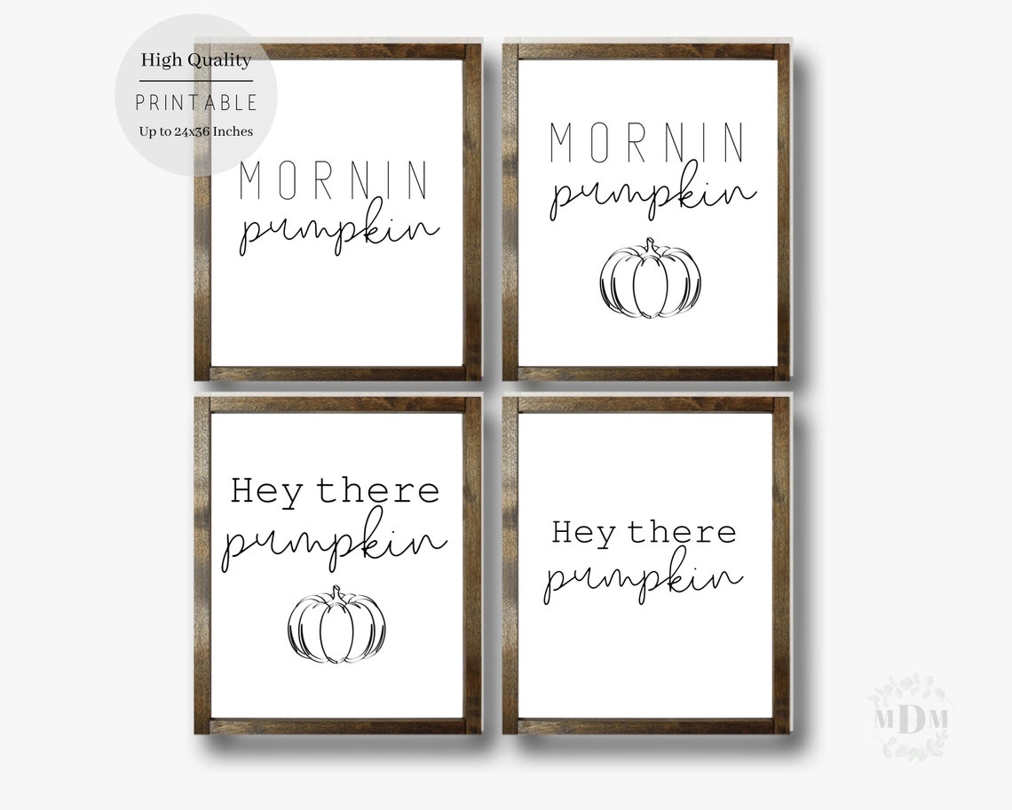 Mornin Pumpkin Modern Minimalist Black Script Fall Quote Poster - Image 5