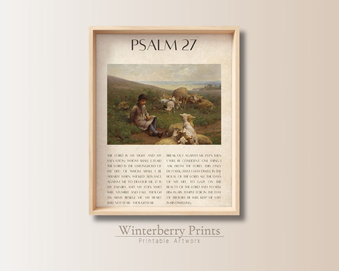 Psalm 27 Wall Art Psalm 27 Print Bible Verse Wall Art Christian Wall Art Scripture Wall Art Bible Verse Print Christian Home Decor