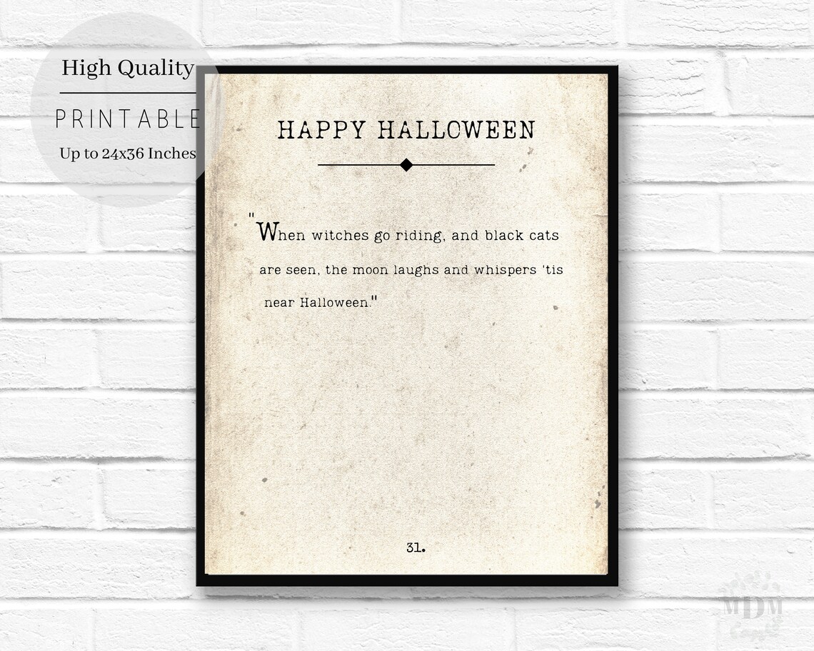 Happy Halloween Book Page Print, Antique Witches Poster - Image 4