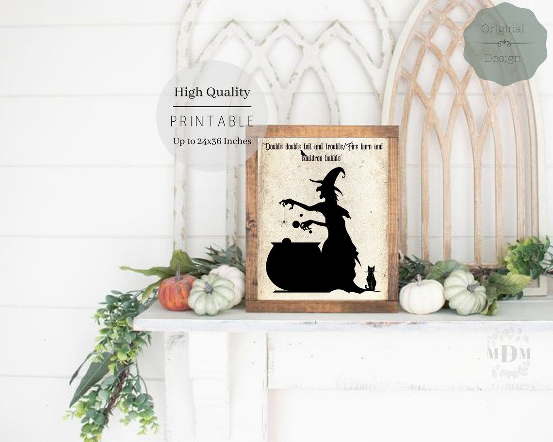 Happy Halloween Book Page, Witch Decor Art Print - Image 2