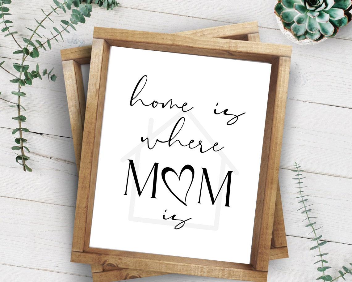 Home Is Where Mom Is Script Quote Mothers Day Gift Wall Art Print - Image 4
