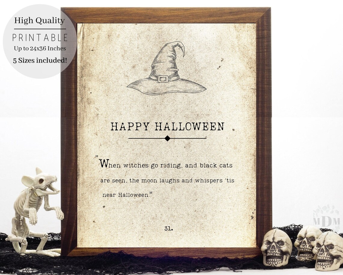 Happy Halloween Antique Book Page Art Print - Image 5