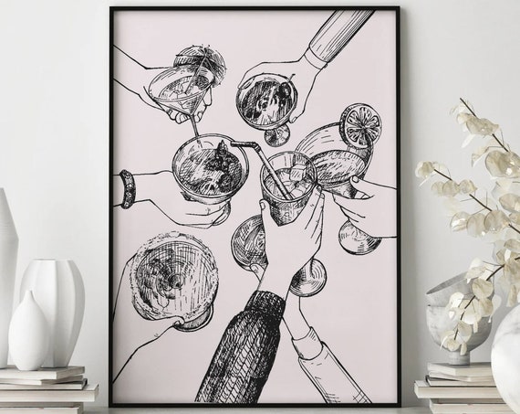 Cheers Print Cheers Sign Print Bar Cart Wall Decor Cheers Wall Art Bar Cart Accessories