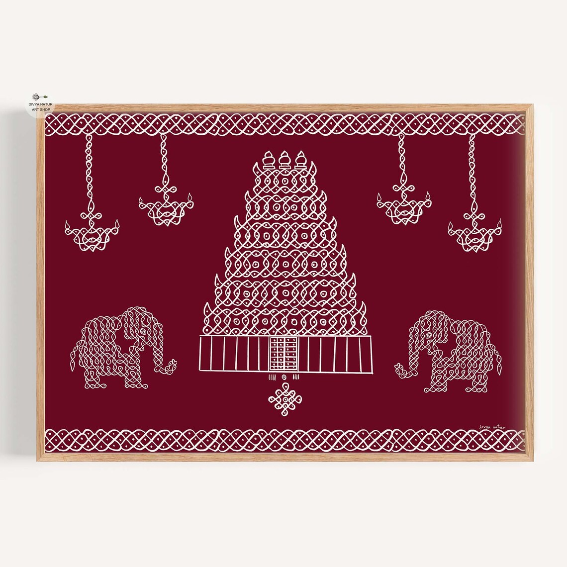 Rangoli Kolam Temple Art With Elephants Poster Print