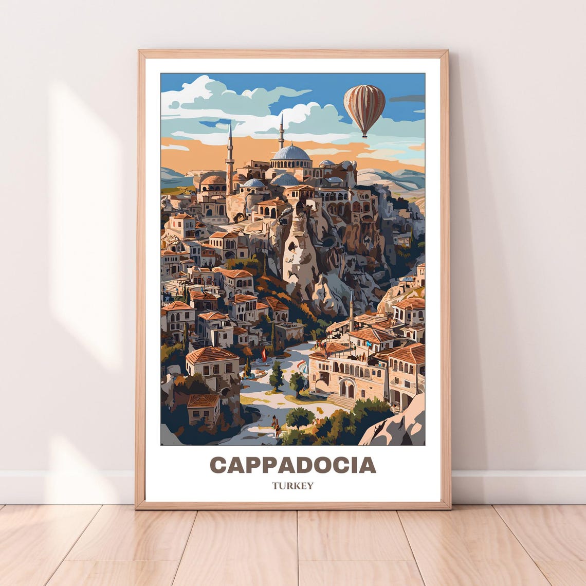 Cappadocia Turkey Hot Air Balloon Cave Town Vintage Travel Poster - Image 3