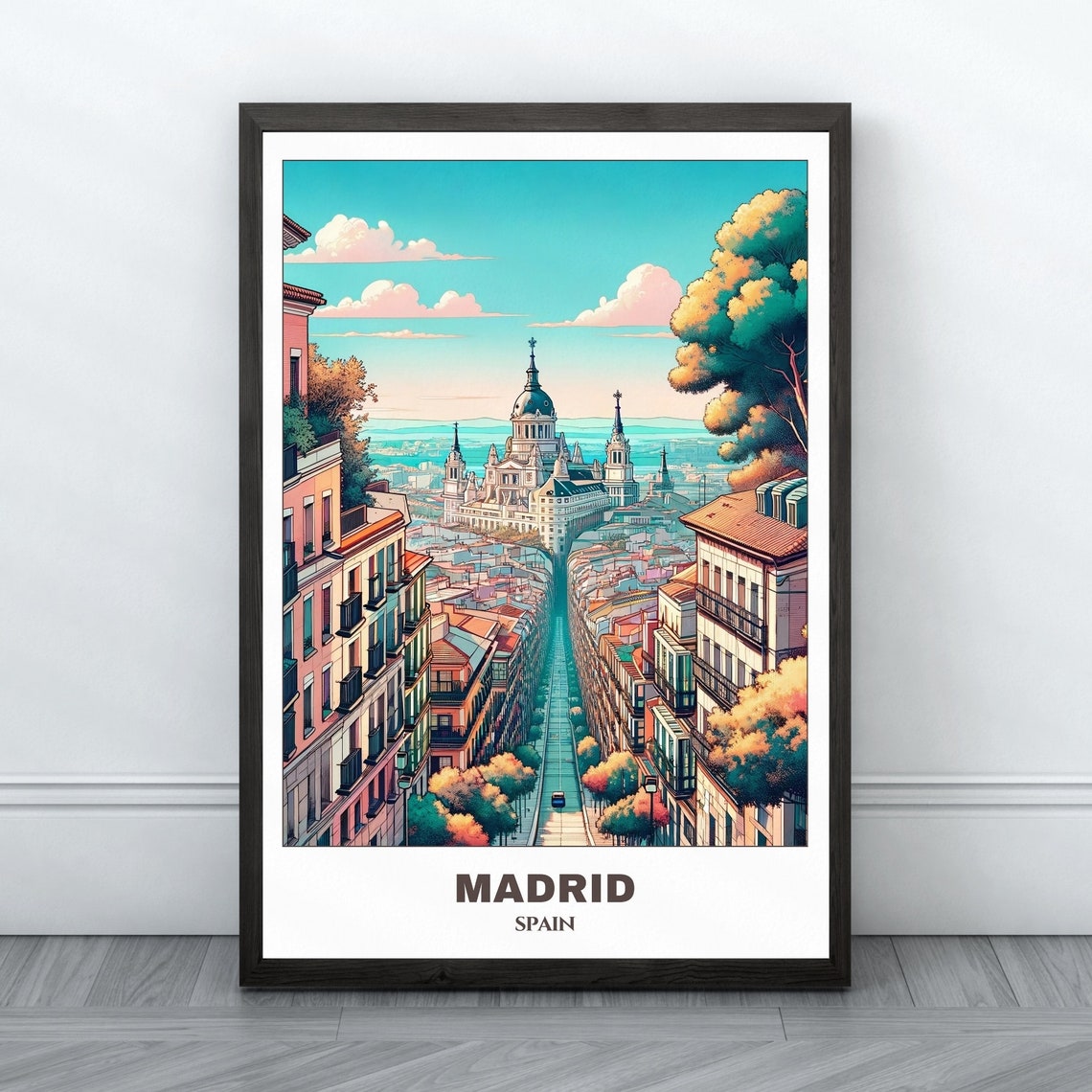 Madrid Travel Poster Spain Travel Poster Madrid City Painting Cityscape Painting Travel Wall Art Room Decor Spain Trip
