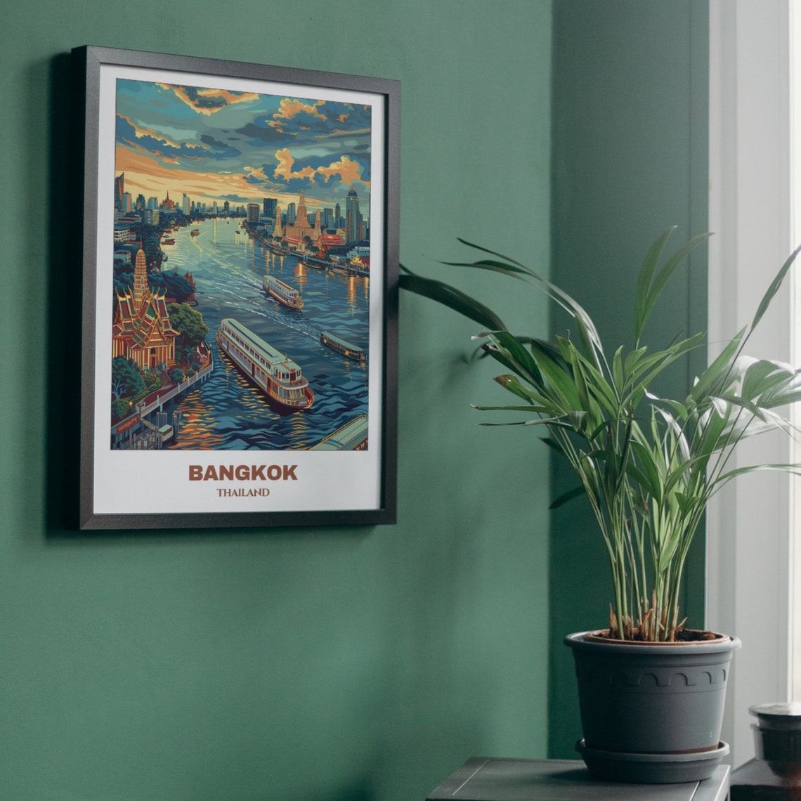 Bangkok Travel Poster Thailand Travel Poster Citycape Painting Print Wall Art Bangkok Home Decor Bangkok Trip Print - Image 5