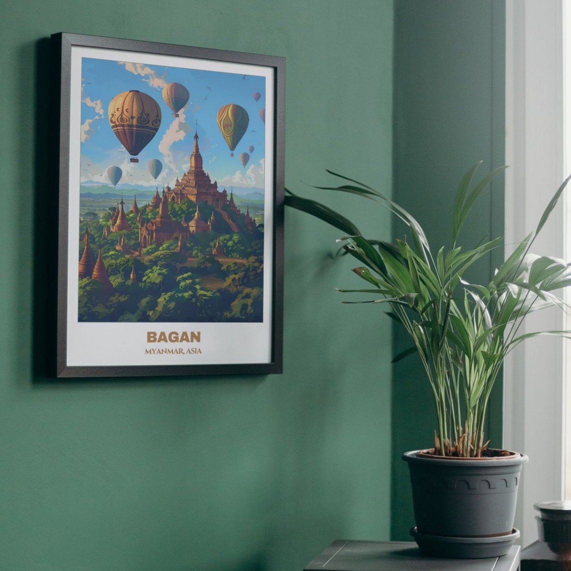 Bagan Myanmar Hot Air Balloons Over Ancient Temple Tops Poster - Image 5