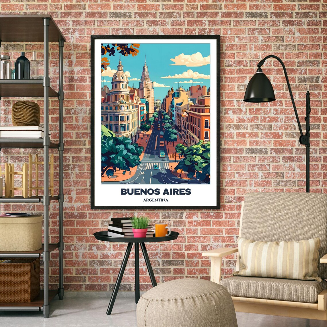 Buenos Aires Avenida de Mayo Historic Towers Tree Avenue Poster - Image 2