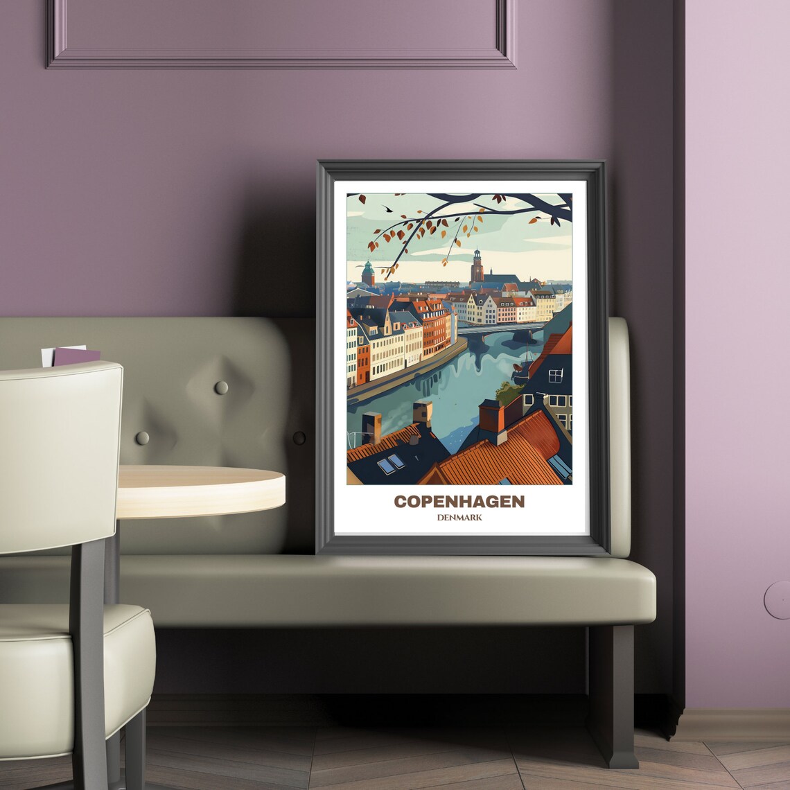 Copenhagen Travel Poster Denmark Travel Poster Citycape Painting Wall Art Copenhagen Home Decor Copenhagen Trip Print - Image 2