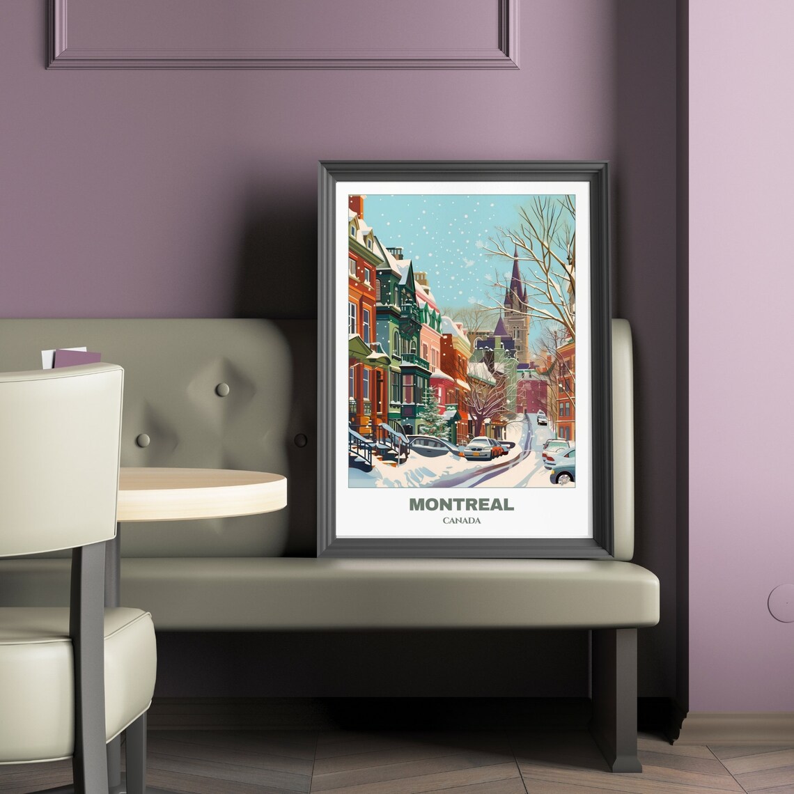 Montreal Snowly Travel Poster, Canada Cityscape Print - Image 2