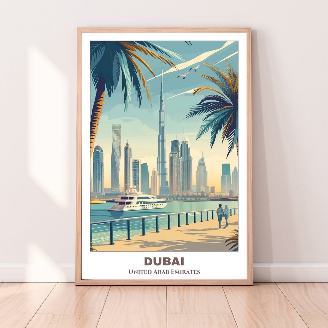 Dubai Travel Poster United Arab Emirates Travel Poster Cityscape Painting Print Wall Art Travel Room Decor Dubai Trip - Image 4