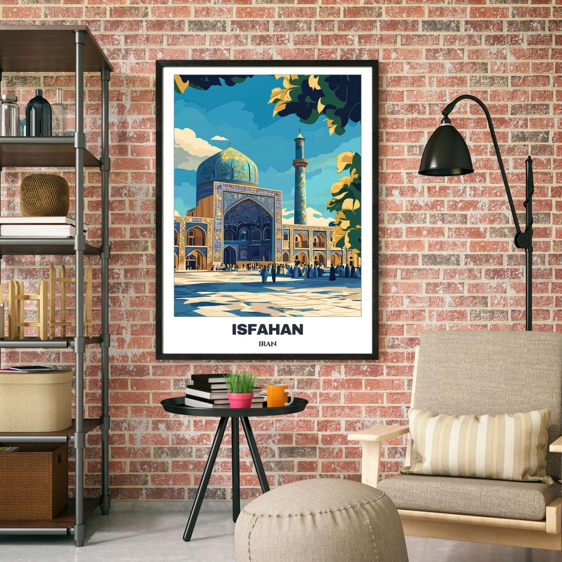 Isfahan Travel Poster Iran Travel Poster Citycape Painting Wall Art Print Isfahan Home Decor Shah Mosque Print - Image 2