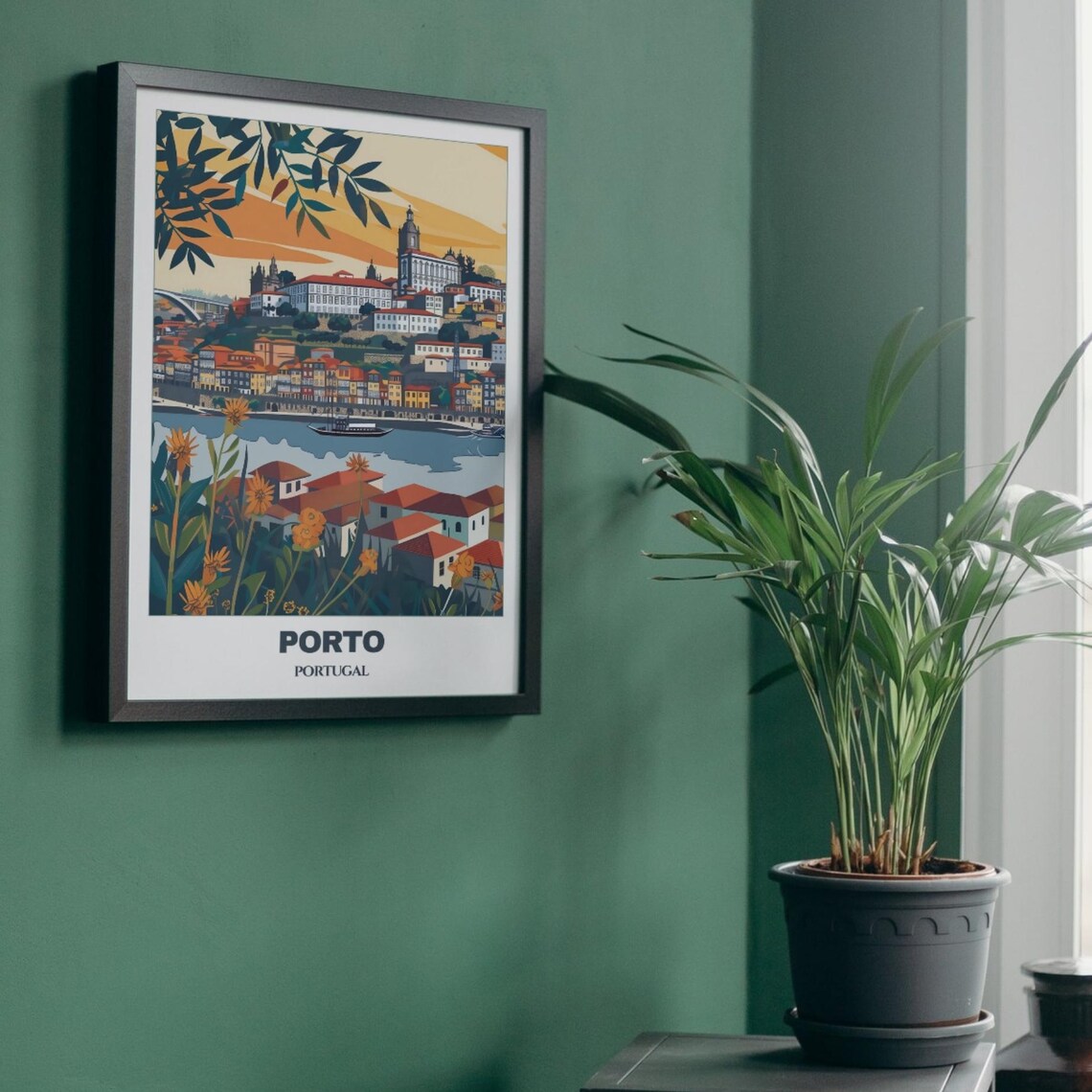 Porto Portugal Hillside Skyline Church Tower Vintage Travel Poster - Image 4