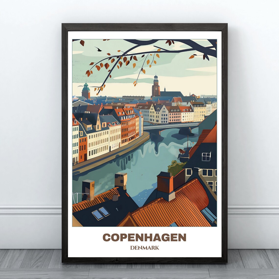 Copenhagen Travel Poster Denmark Travel Poster Citycape Painting Wall Art Copenhagen Home Decor Copenhagen Trip Print