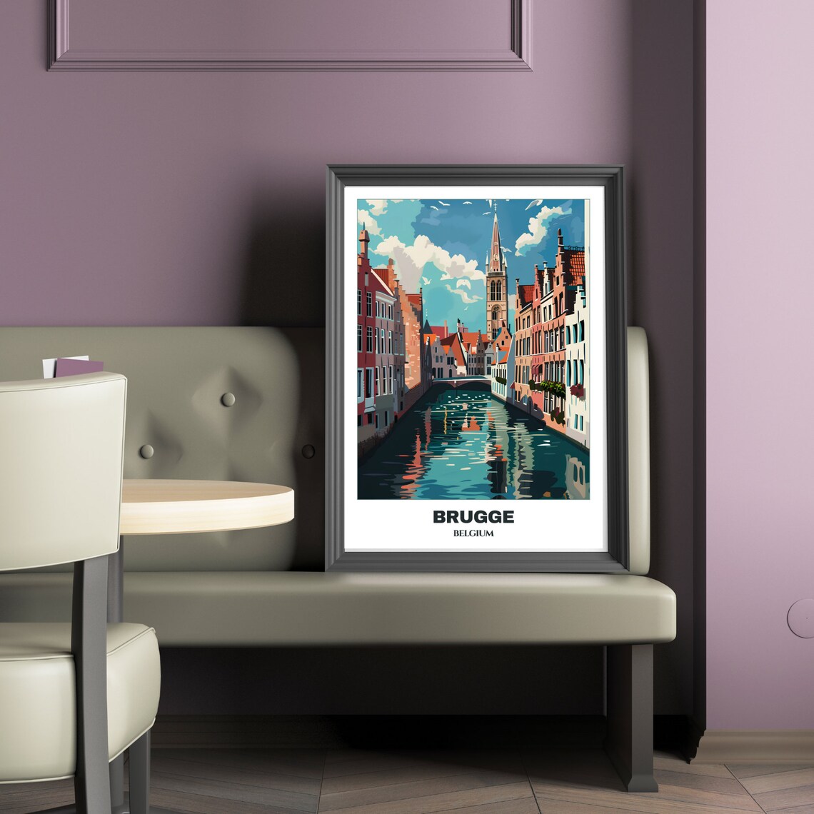 Brugge Travel Poster Belgium Travel Poster Citycape Painting Print Wall Art Brugge Home Decor Belgium Trip Print - Image 2