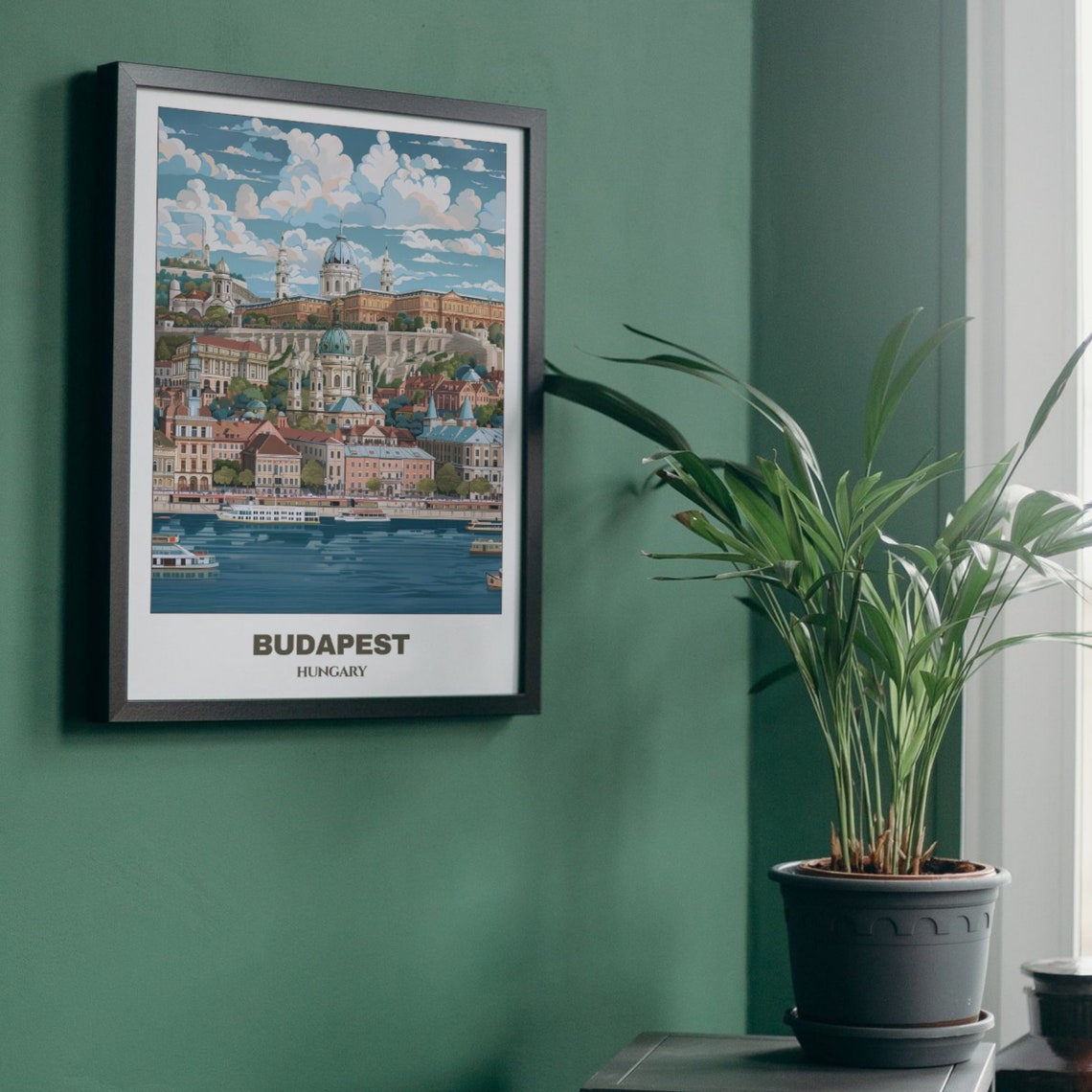 Budapest Hungary Buda Castle Hill Skyline Danube River Boats Poster - Image 5