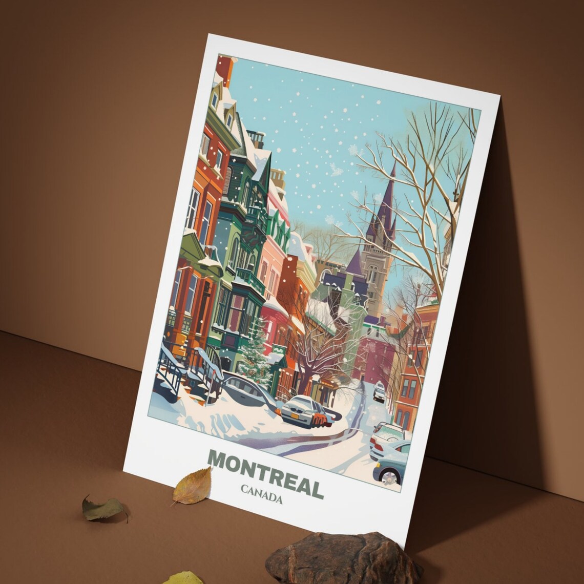Montreal Snowly Travel Poster, Canada Cityscape Print - Image 4