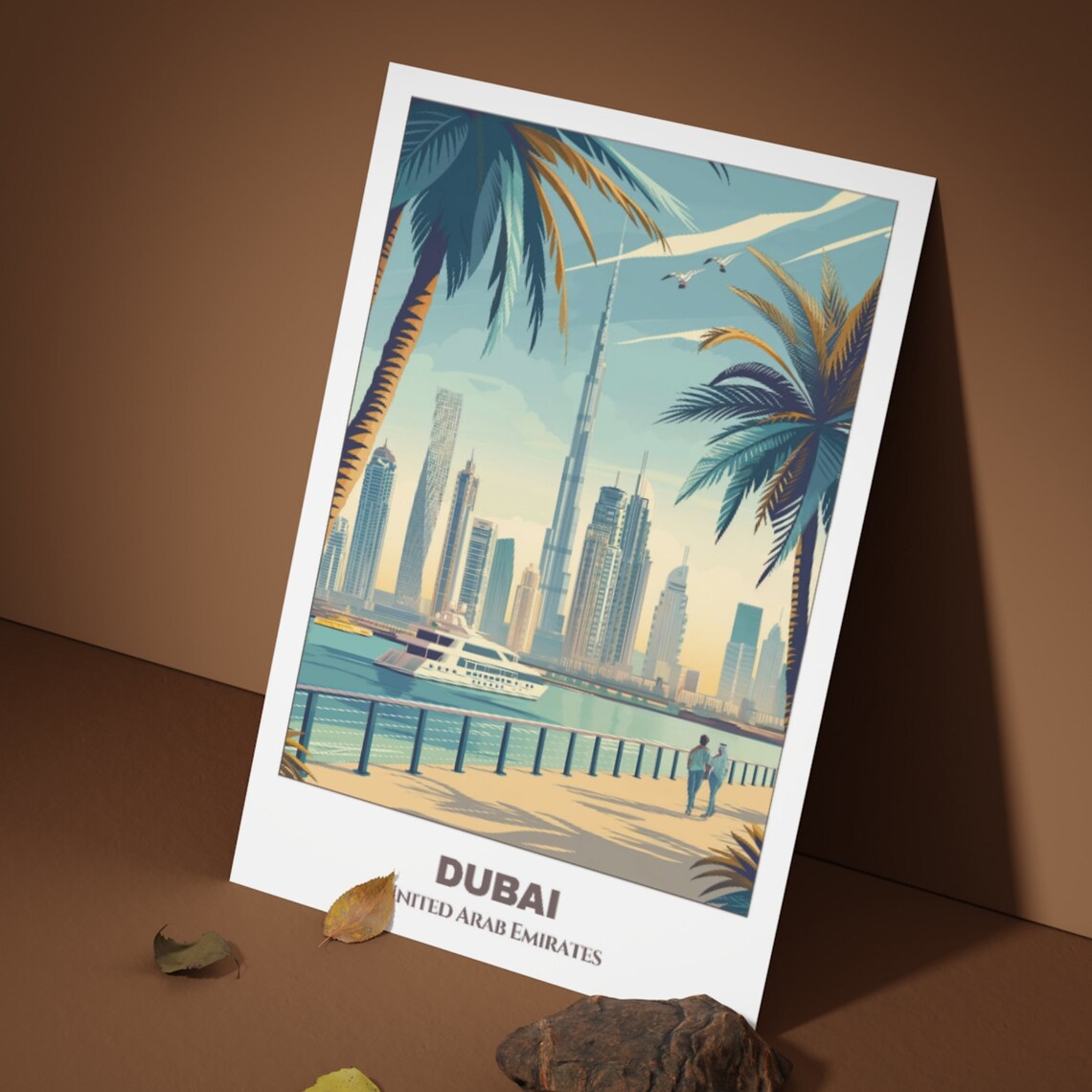 Dubai Marina Skyline Palm Promenade Yacht Waterfront Travel Poster - Image 3
