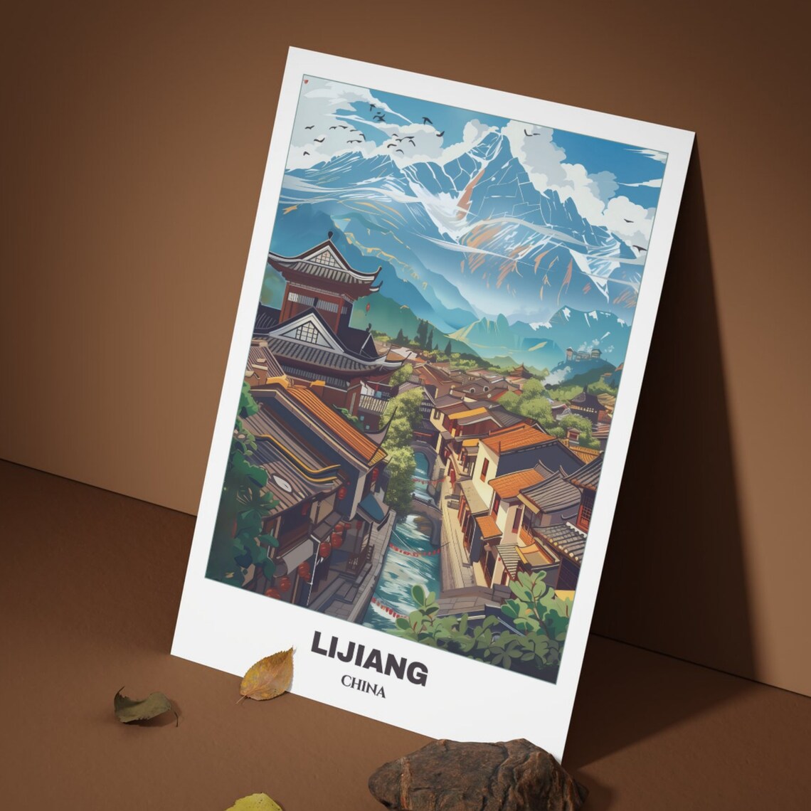 Lijiang Old Town Snow Mountain Canal Traditional China Poster - Image 3