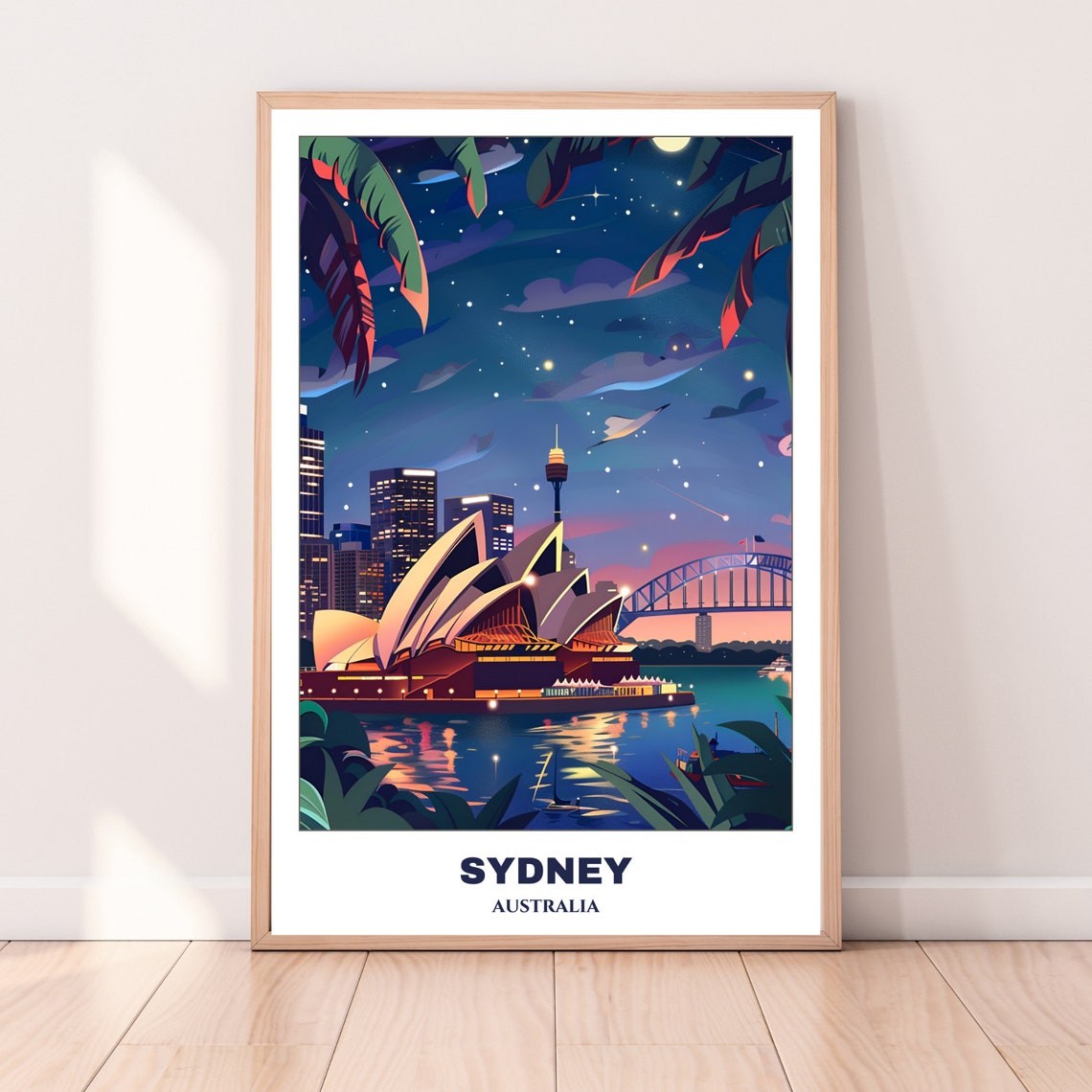 Sydney Opera House Night Harbour Bridge Australia Travel Poster - Image 2
