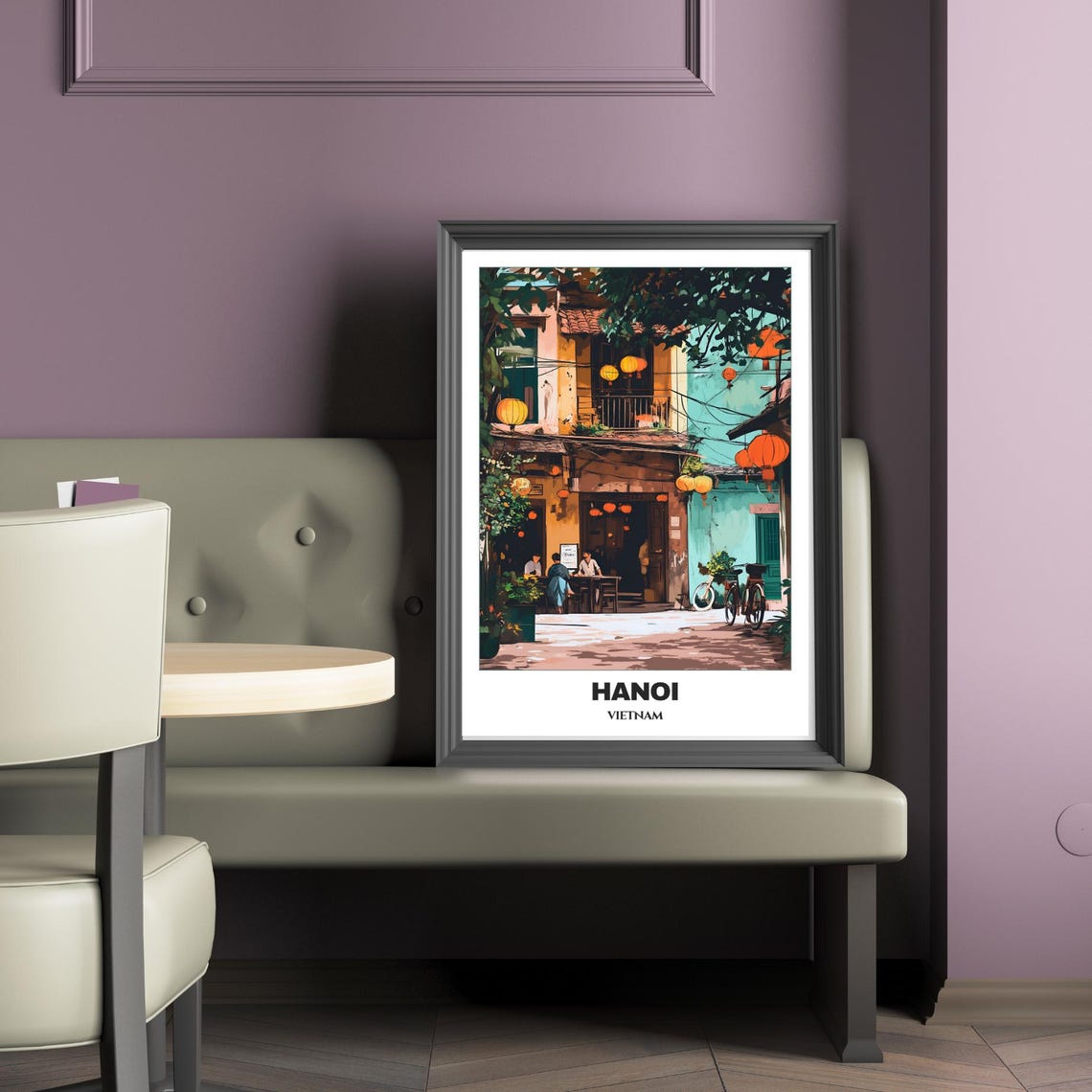 Hanoi Travel Poster Vietnam Travel Poster Citycape Painting Wall Art Print Hanoi Home Decor Hanoi Old Quarter - Image 2