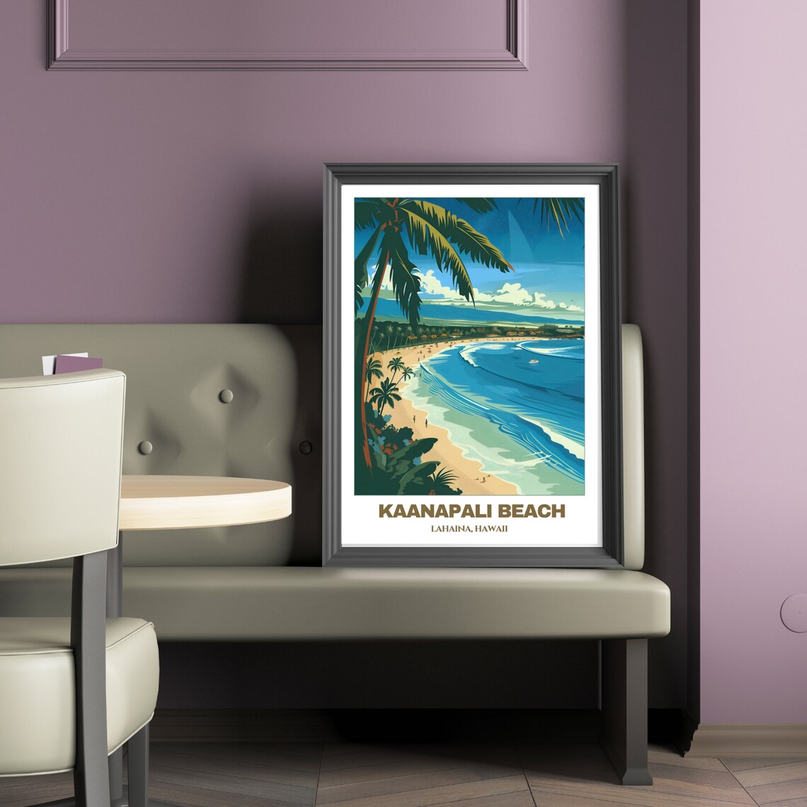 Kaanapali Beach Lahaina Hawaii Surf Waves Vintage Travel Poster - Image 2