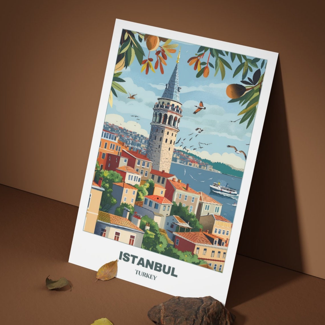 Istanbul Turkey Galata Tower Over Historic Old Town Skyline Poster - Image 3