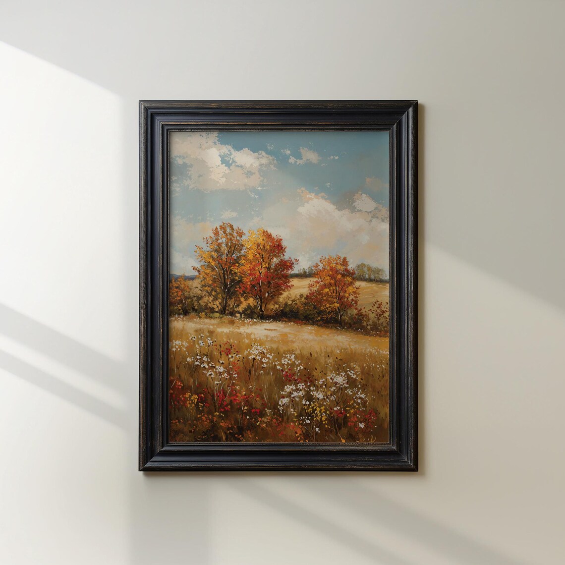 Golden Autumn Meadow Art Print, Elegant Fall Decor