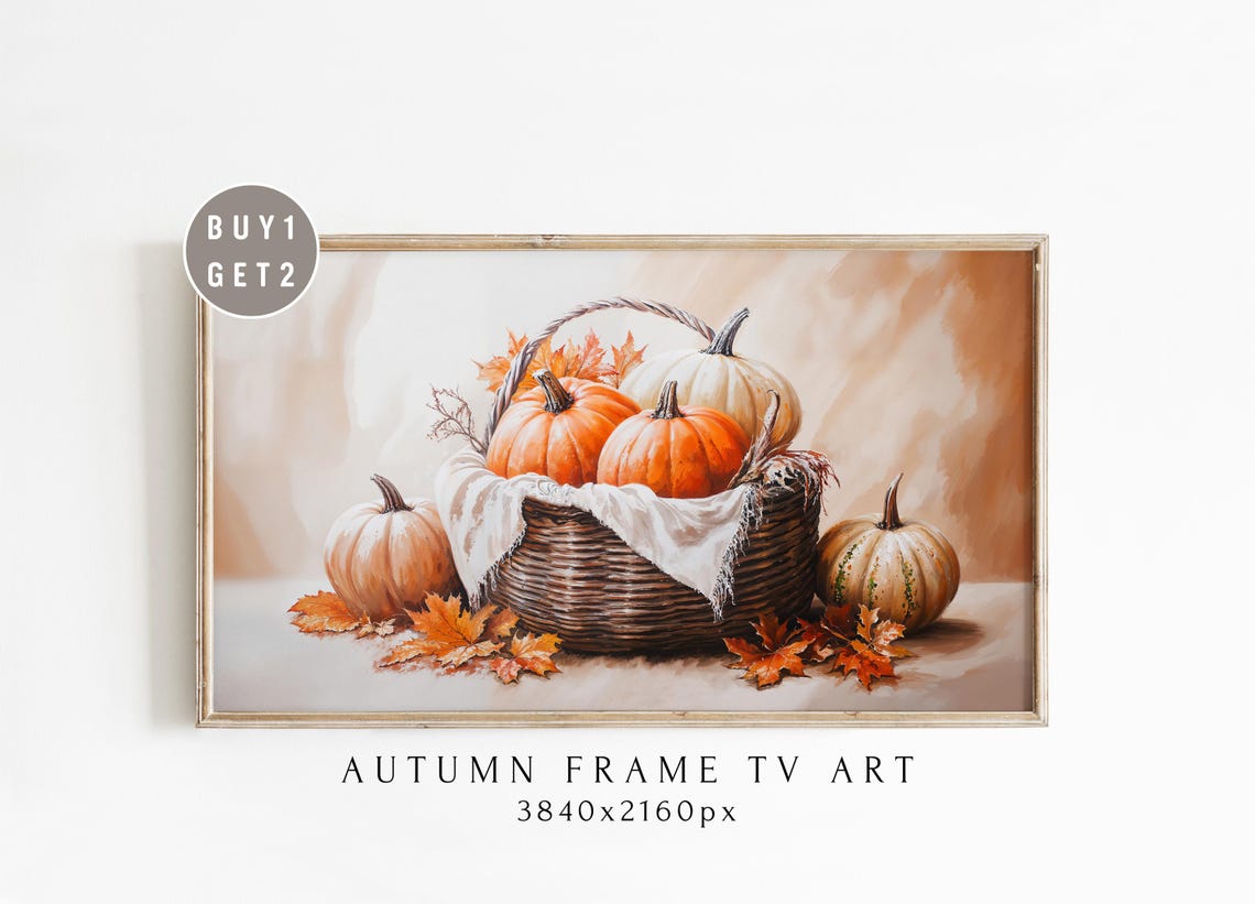 Autumn Pumpkin Basket Samsung Frame Tv Fall Decor