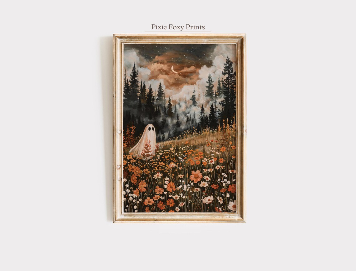 Enchanted Forest Meadow Halloween Art Print
