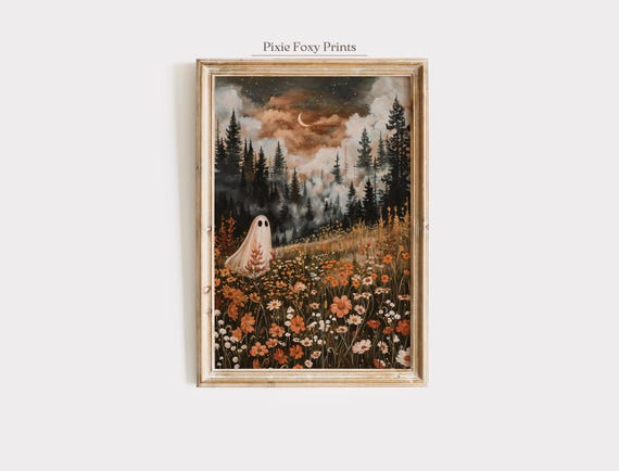 Enchanted Forest Meadow Halloween Art Print