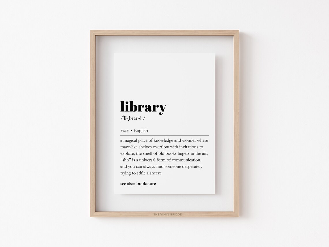 Library Definition Print Funny Dictionary Decor Bookish Quote Literary Wall Art Book Lover Poster Minimalist Typography - Image 4