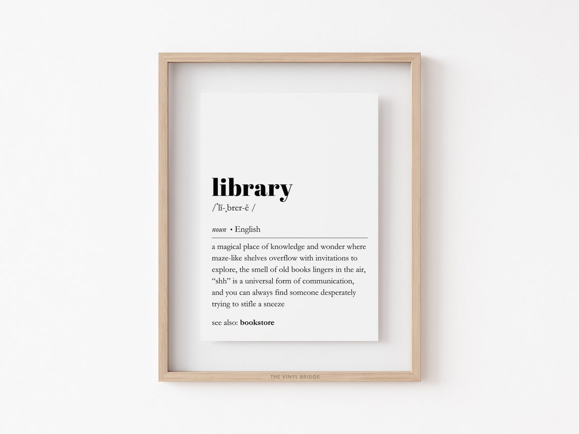 Library Dictionary Definition Bookish Typographic Black Poster - Image 4