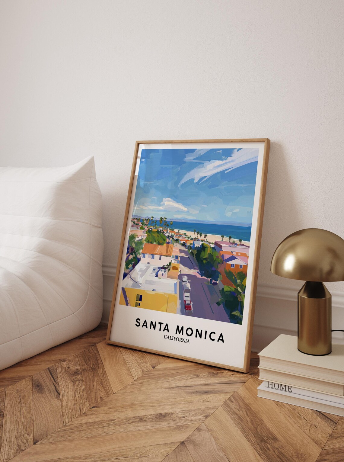 Santa Monica California Colorful Beach Street Painterly Coastal Art Poster