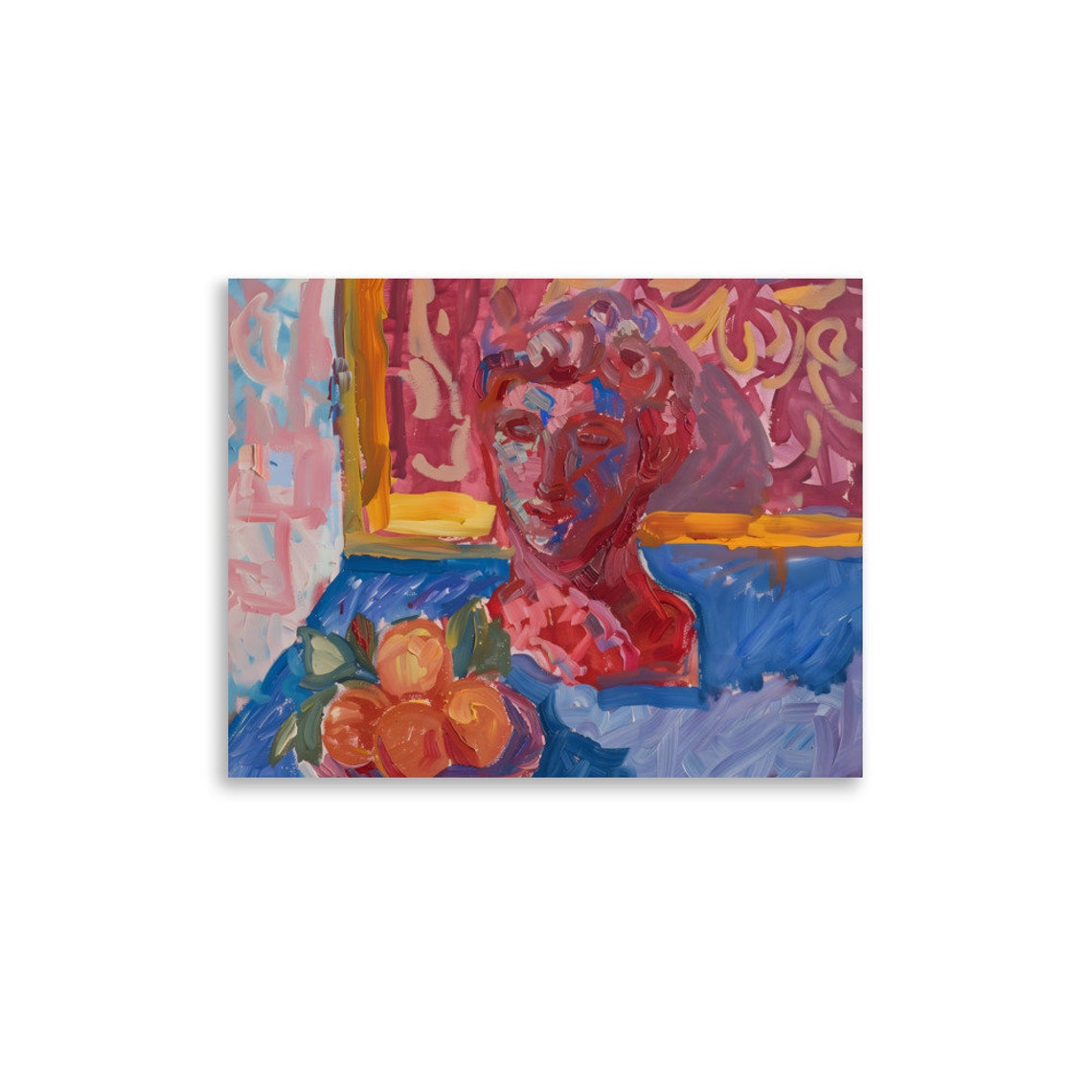 Henri Matisse Style Abstract Bust Portrait Red Blue Fauvist Poster - Image 3