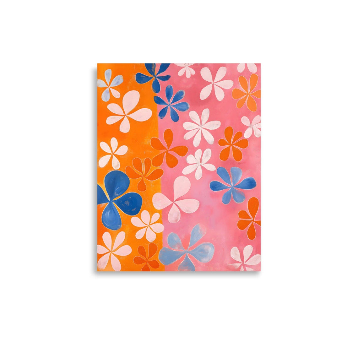 Retro Flower Market Pattern Orange Pink Mid Century Floral Poster - Image 4