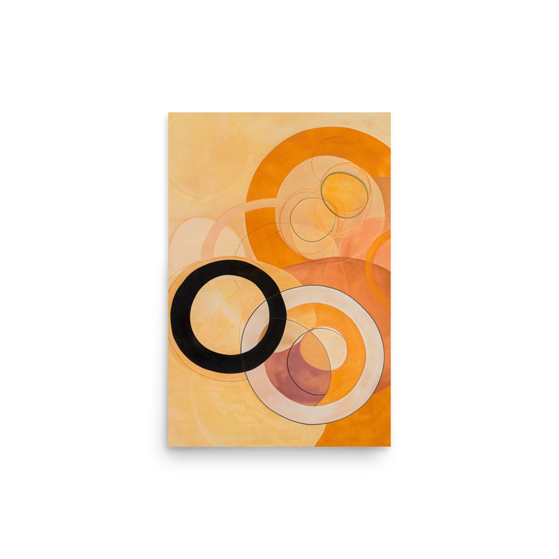 Hilma af Klint Style Amber Circles Overlapping Ovals Warm Art Poster - Image 2