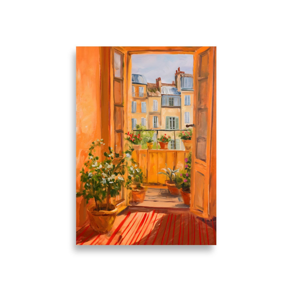 Henri Matisse Style Paris Balcony Open Doors Potted Plants Poster - Image 2