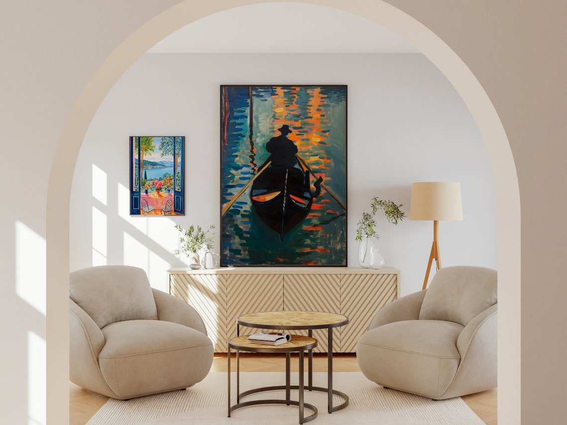 Venice Gondola Sunset Gondolier Orange Reflection Canal Poster - Image 5